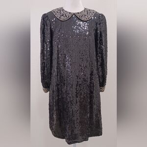AMAZING Sequin Dress With Beaded Sailor Collar